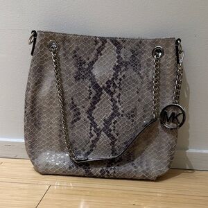Michael Kors Tan Snake Print Shoulder Bag